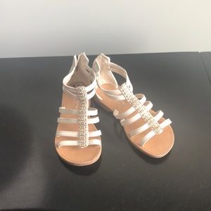 White sandals with jeweled detail!